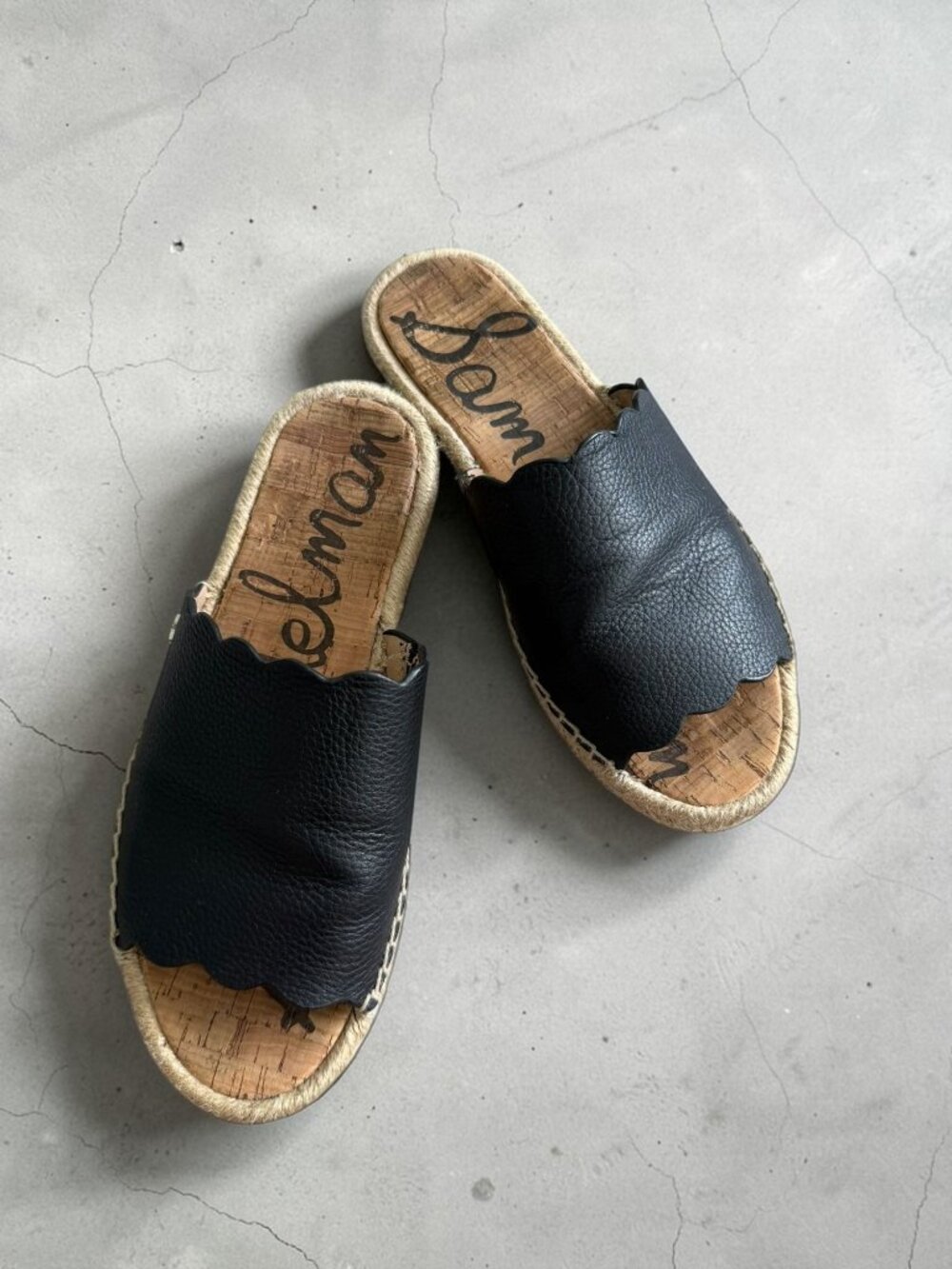 SAM EDELMAN Black Leather Slide Sandals Size 8
